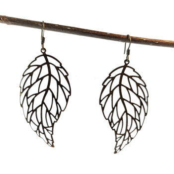 Antique Bronze Large Cutout Filigree Leaf Earrings