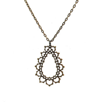 Teardrop Vintage Style Necklace Antique Bronze