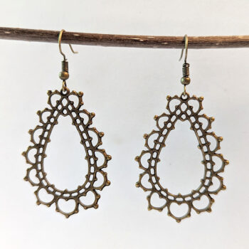 Antique Bronze Large Teardrop Vintage Style Earrings - Image 4