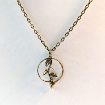 Antique Bronze Branch with Leaves Leaf Hoop Vintage Style Necklace