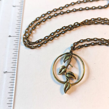 Antique Bronze Branch with Leaves Leaf Hoop Vintage Style Necklace - Image 2