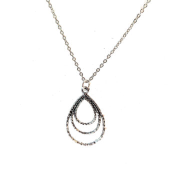 Antique Silver Triple Teardrop Necklace