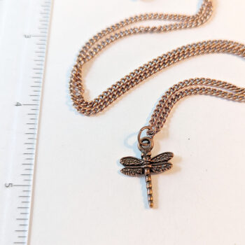 Antique Copper Small Dragonfly Vintage Style Necklace - Image 2