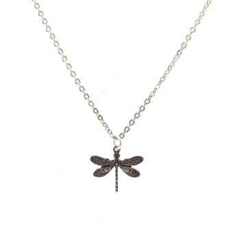 Small Antique Silver Dragonfly Vintage Style Necklace