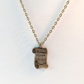 Antique Bronze Marriage License Vintage Style Necklace