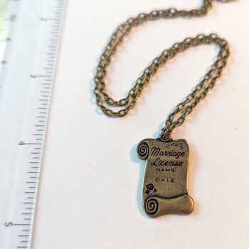 Antique Bronze Marriage License Vintage Style Necklace - Image 2