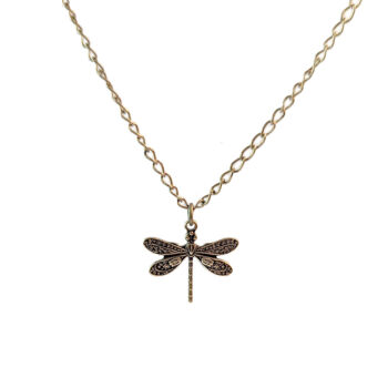 Antique Bronze Small Dragonfly Necklace