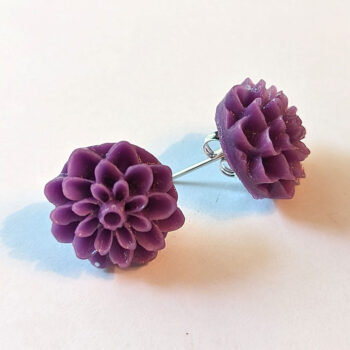 Purple Chrysanthemum Flower Stud Earrings