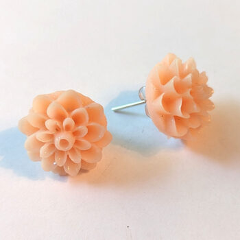 Peach Chrysanthemum Flower Stud Earrings