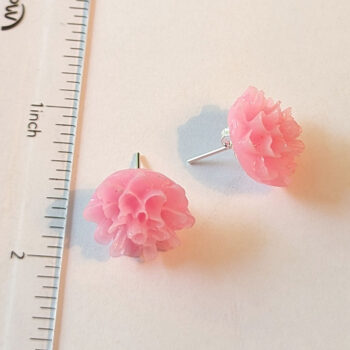 Pink Chrysanthemum Flower Stud Earrings - Image 3