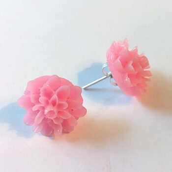 Pink Chrysanthemum Flower Stud Earrings