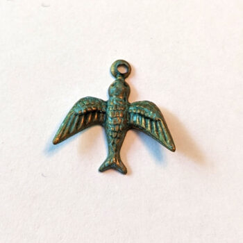 Flying Swallow Bird Pendant / Charm Antique Bronze Patina