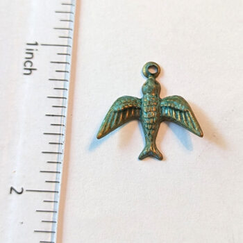 Flying Swallow Bird Pendant / Charm Antique Bronze Patina - Image 2