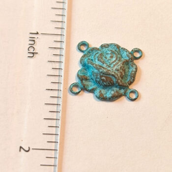 Rose Flower Connector Antique Bronze Patina - Image 2