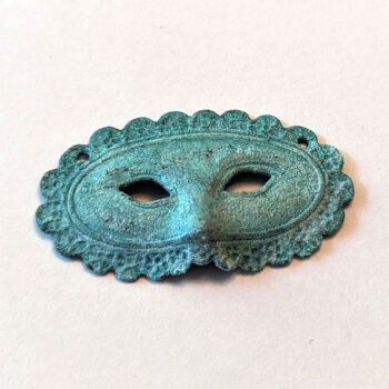 Antique Bronze Patina Masquerade Mask Pendant