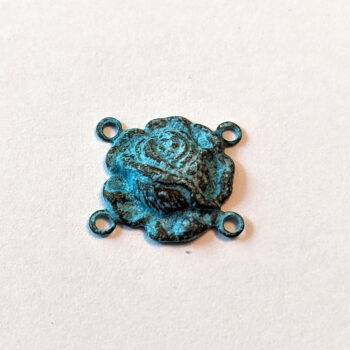 Rose Flower Connector Antique Bronze Patina