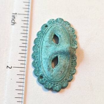 Antique Bronze Patina Masquerade Mask Pendant - Image 2