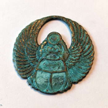 Egyptian Scarab Beetle Pendant Antique Bronze Patina