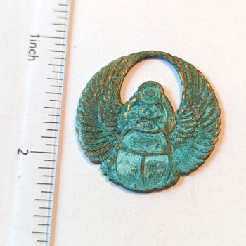 Egyptian Scarab Beetle Pendant Antique Bronze Patina - Image 3