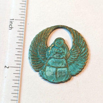 Egyptian Scarab Beetle Pendant Antique Bronze Patina - Image 2