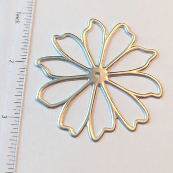 Large Daisy Flower Pendant / Connector Silver - Image 2