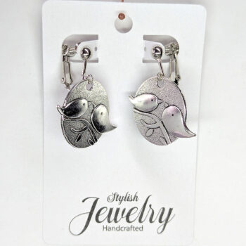 Antique Silver Partridge Love Birds Vintage Style Earrings - Image 9