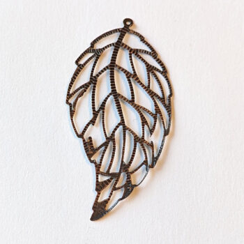 Large Cutout Filigree Leaf Pendant Antique Copper