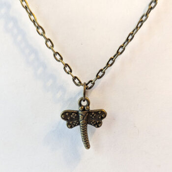 Antique Bronze Small Dragonfly Vintage Style Necklace