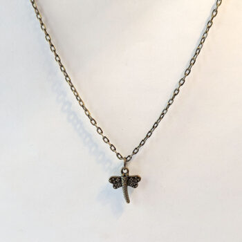 Antique Bronze Small Dragonfly Vintage Style Necklace - Image 4