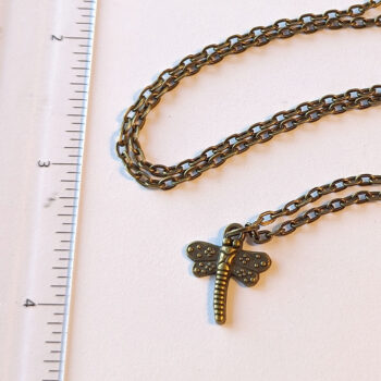 Antique Bronze Small Dragonfly Vintage Style Necklace - Image 3