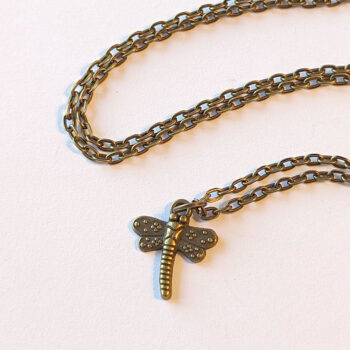 Antique Bronze Small Dragonfly Vintage Style Necklace - Image 2