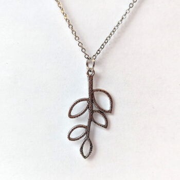 Antique Silver Hollow Cutout Leaves Branch Necklace - Image 6