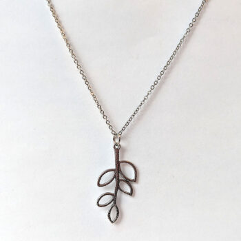 Antique Silver Hollow Cutout Leaves Branch Necklace - Image 7