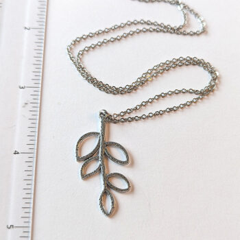 Antique Silver Hollow Cutout Leaves Branch Necklace - Image 8