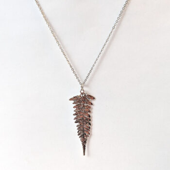 Antique Silver Large Long Leaf Vintage Style Necklace - Image 5