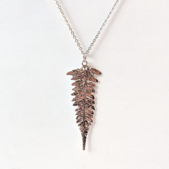 Antique Silver Large Long Leaf Vintage Style Necklace - Image 4