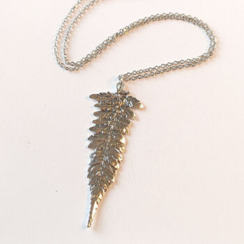 Antique Silver Large Long Leaf Vintage Style Necklace - Image 2