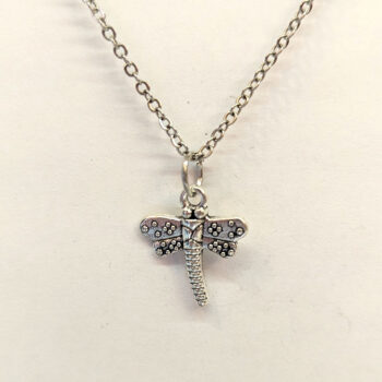 Antique Silver Small Dragonfly Vintage Style Necklace