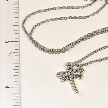 Antique Silver Small Dragonfly Vintage Style Necklace - Image 3