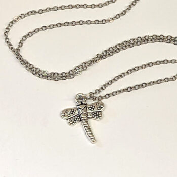 Antique Silver Small Dragonfly Vintage Style Necklace - Image 4