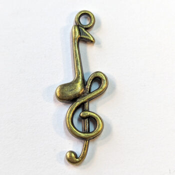 Musical Notes Treble Clef Eighth Note  Charm Antique Bronze