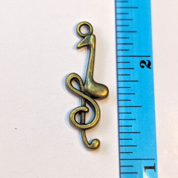 Musical Notes Treble Clef Eighth Note  Charm Antique Bronze - Image 3