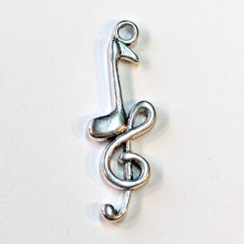 Musical Notes Treble Clef Eighth Note Charm Antique Silver