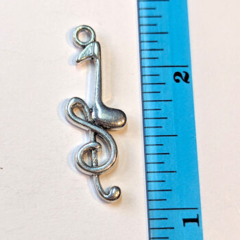 Musical Notes Treble Clef Eighth Note Charm Antique Silver - Image 2