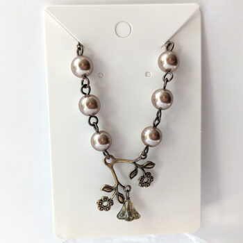 Antique Bronze Flowers Brown Beads Necklace - Image 3