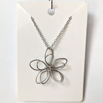 Silver Floating Wire Wrapped Flower Necklace - Image 5