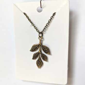 Antique Bronze Leaf Branch Vintage Style Necklace - Image 3