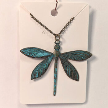 Antique Bronze Large Patina Dragonfly Vintage Style Necklace - Image 3