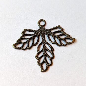 Filigree Small Hollow Leaf Pendant Antique Bronze