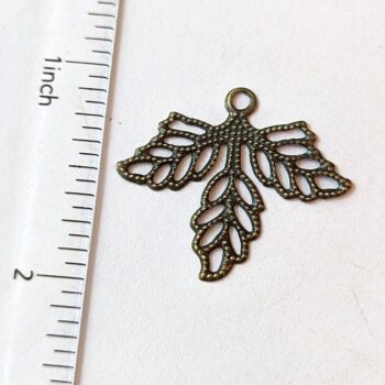 Filigree Small Hollow Leaf Pendant Antique Bronze - Image 2